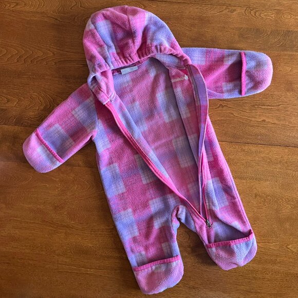 Columbia pink plaid fleece bunting 3-6m - Picture 9 of 11